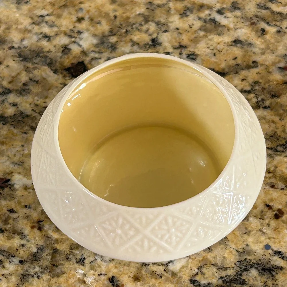 Belleek Ireland Sugar Bowl Small Cream‎ Basketweave Parian China Green Mark